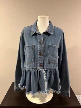 Mud Pie Blue Denim Peplum Jacket
